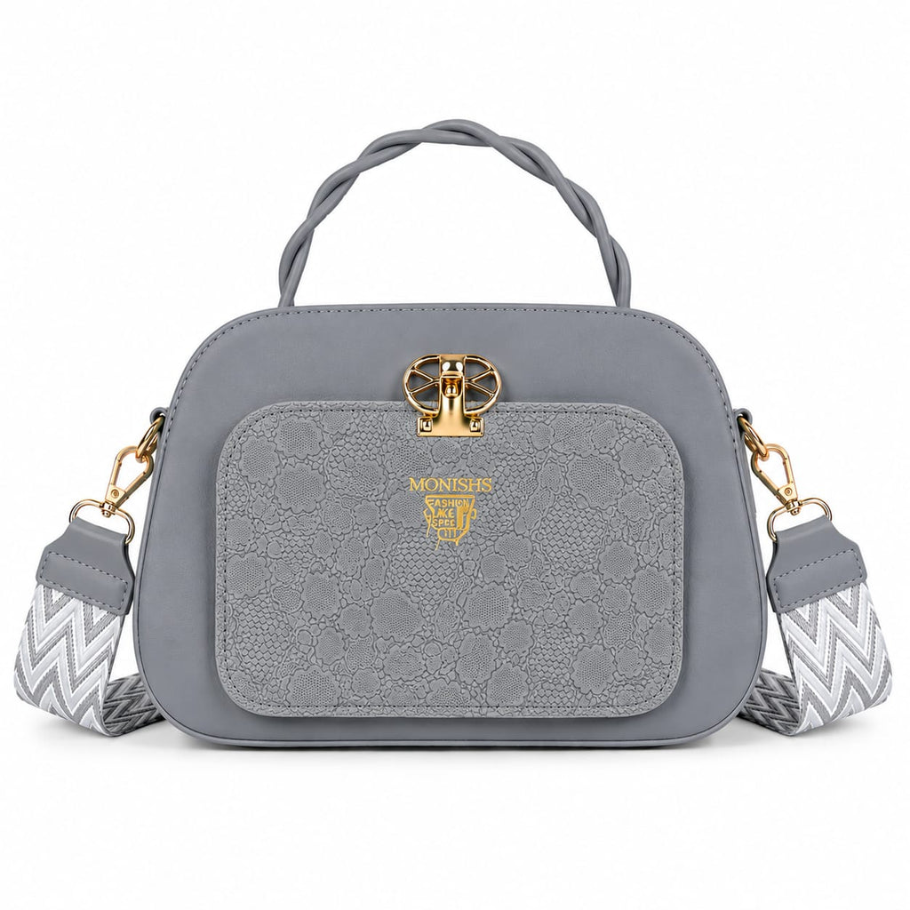 Royal Lace-Detail Designer Satchel Bag