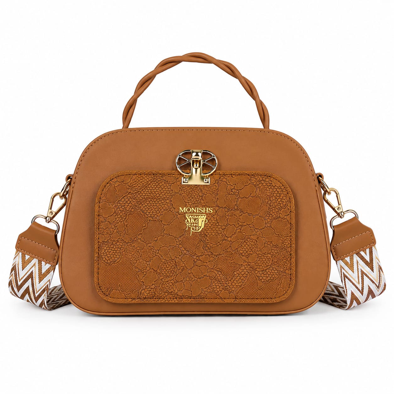 Royal Lace-Detail Designer Satchel Bag