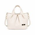 Elegant Pleated Leather Handbag with Detachable Sling Strap