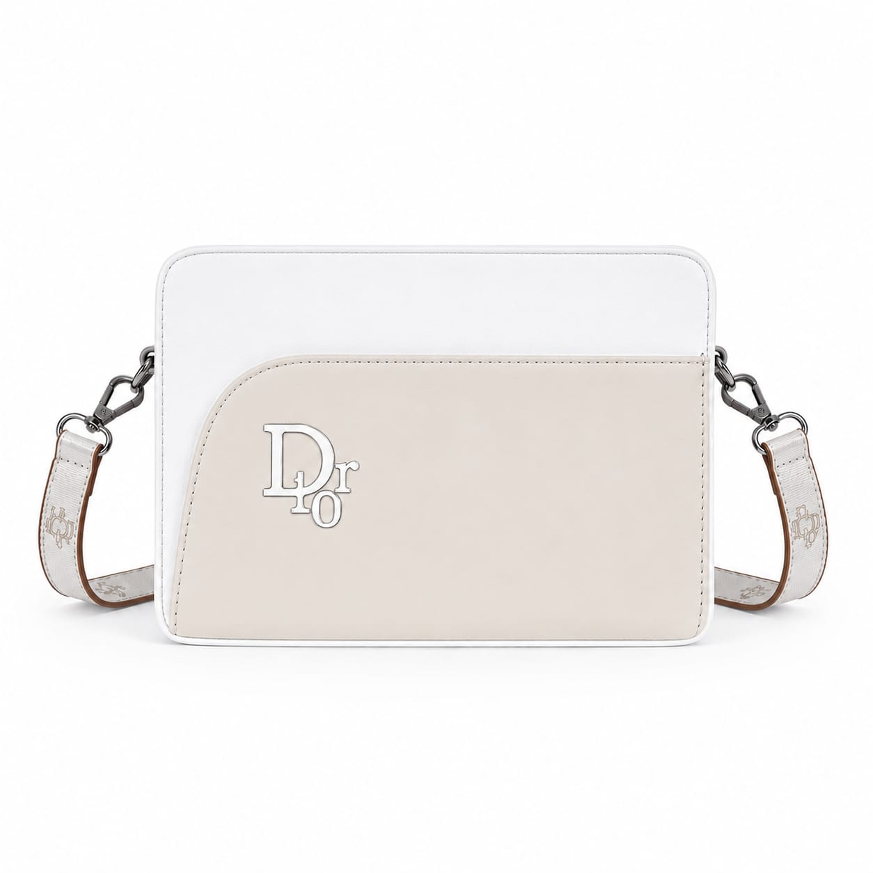 Dr10 Luxe Metallic Monogram Two-Tone Sling Bag with Strap