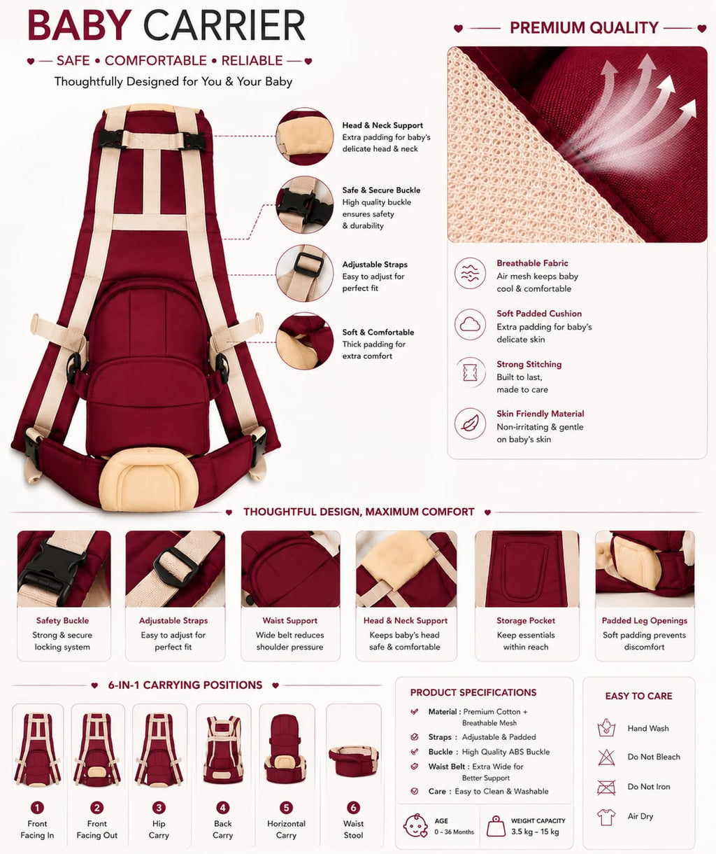 Premium ergonomic baby carrier