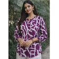 Abstract Graphic Print V-Neck Tunic Top