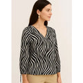 Modern Zebra Wave Print V-Neck Blouse Top