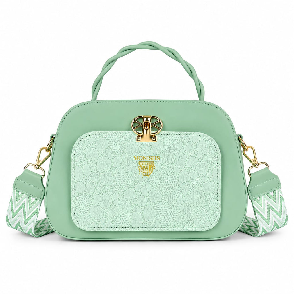 Royal Lace-Detail Designer Satchel Bag