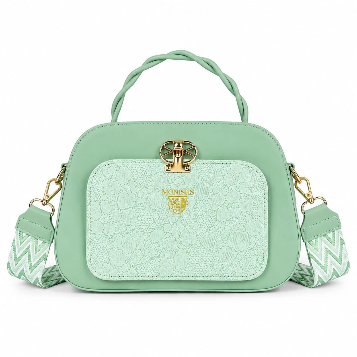 Royal Lace-Detail Designer Satchel Bag