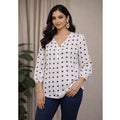 Classic Polka Dot V-Neck Button Tunic Top