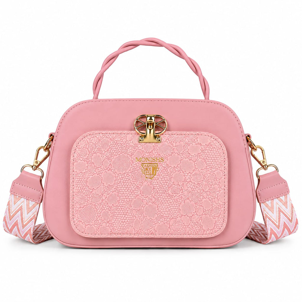 Royal Lace-Detail Designer Satchel Bag
