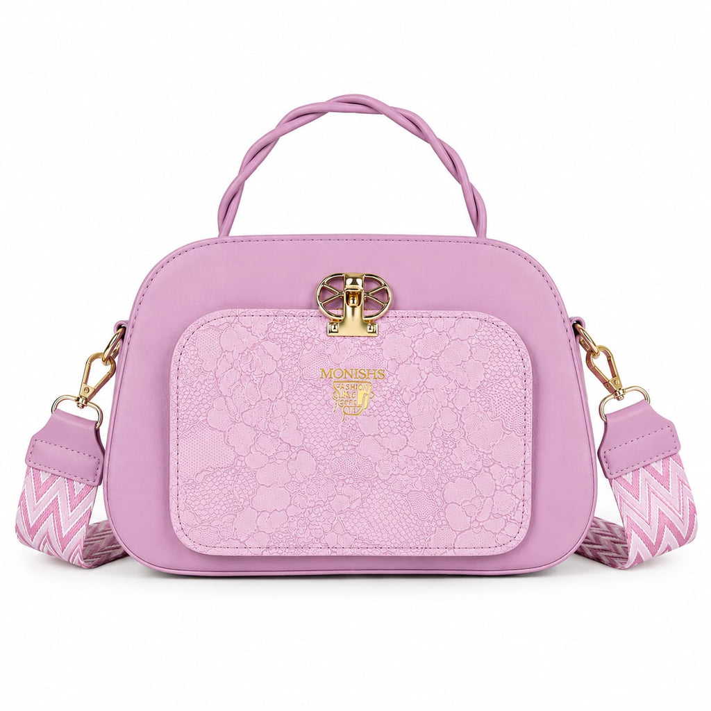 Royal Lace-Detail Designer Satchel Bag